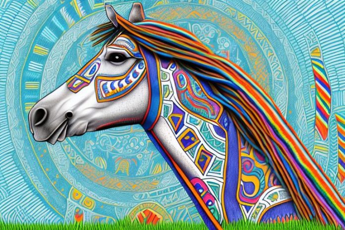 An azteca horse in a field in warrenton