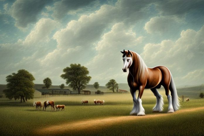 An american belgian draft horse in a rural landscape in kwa zulu natal