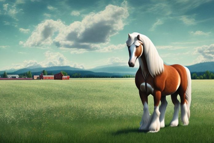 An american belgian draft horse in a field