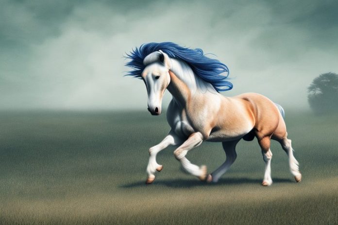 An american belgian draft horse galloping through a rural landscape in kwamashu