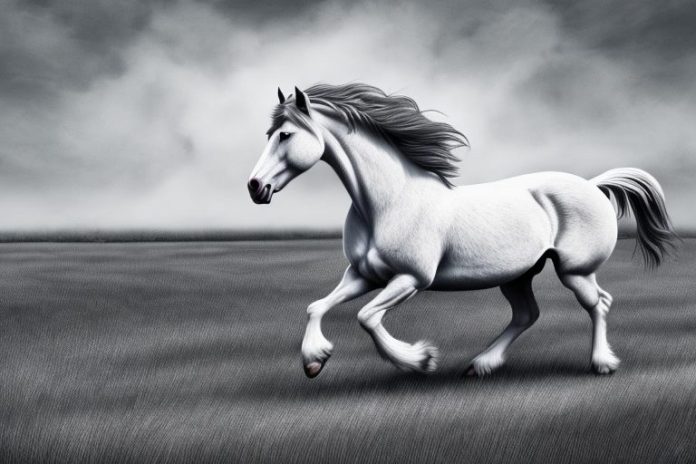 An american belgian draft horse galloping in a rural setting in amanzimtoti