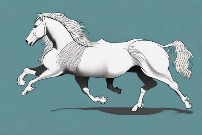 An american belgian draft horse galloping through a tongan landscape