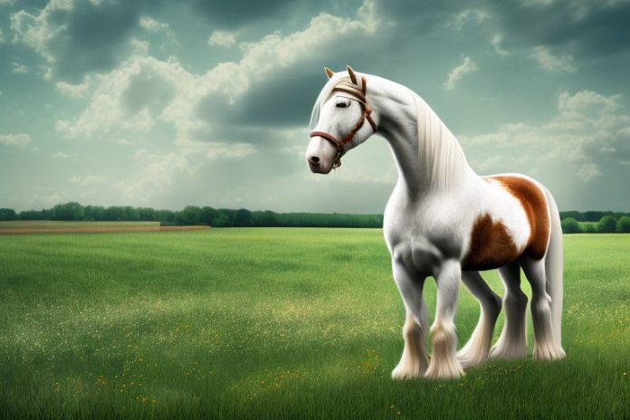 An american belgian draft horse in a rural setting