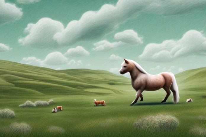A shetland pony being ridden in a rural landscape in thohoyandou