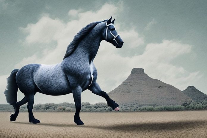 An american belgian draft horse being ridden in the countryside of graaff-reinet