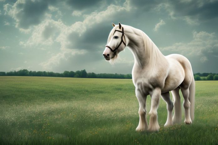 An american belgian draft horse in a rural setting