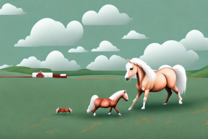 A shetland pony being ridden in a rural setting