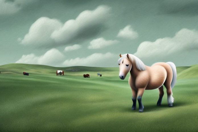 A shetland pony horse in a rural setting