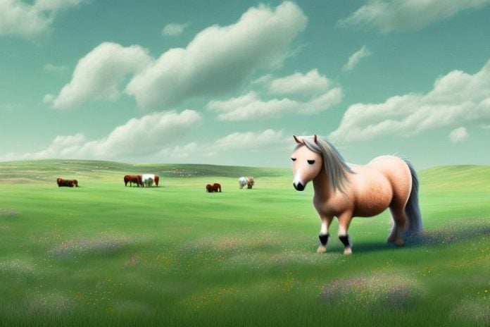 A shetland pony in a rural setting