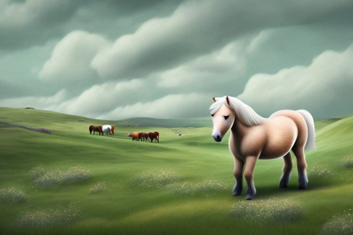 A shetland pony in a rural setting