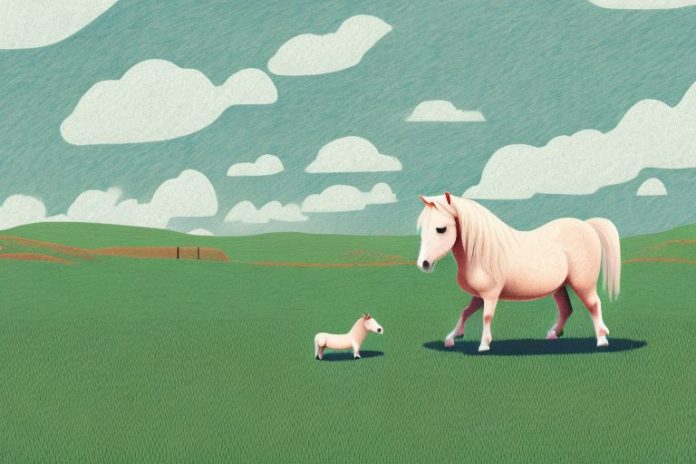 A shetland pony in a rural landscape in the north west