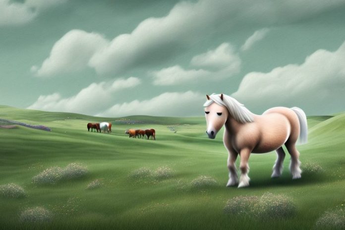 A shetland pony in a rural setting