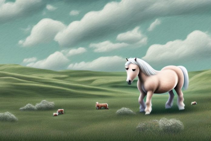 A shetland pony horse in a rural landscape in mabopane