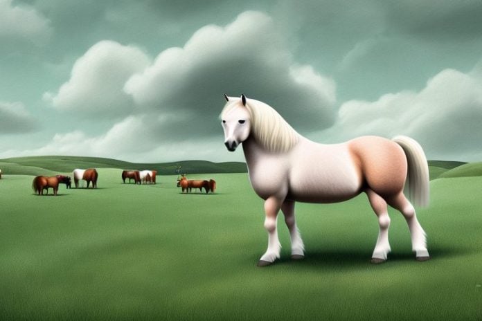 A shetland pony in a rural setting