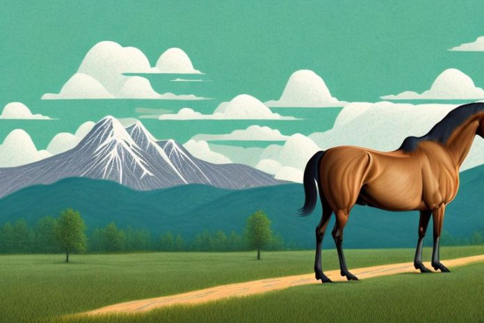 A tennessee walking horse in a rural landscape