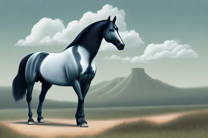 A tennessee walking horse in a landscape of the eastern cape