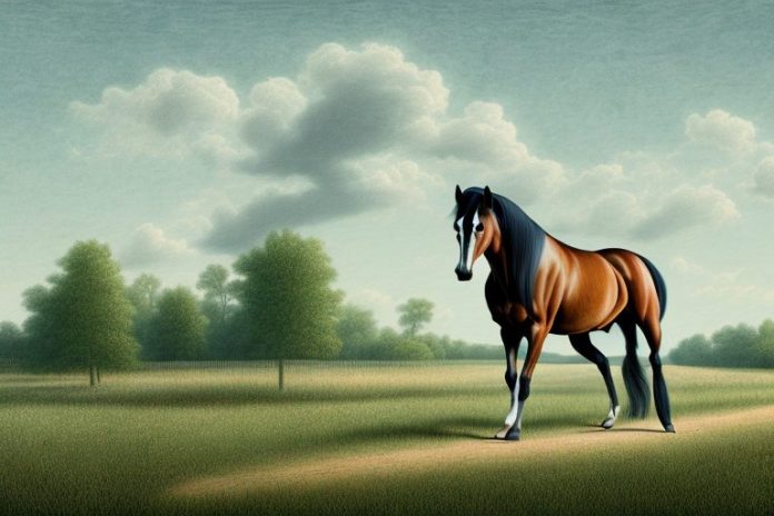 A tennessee walking horse in a rural east london landscape