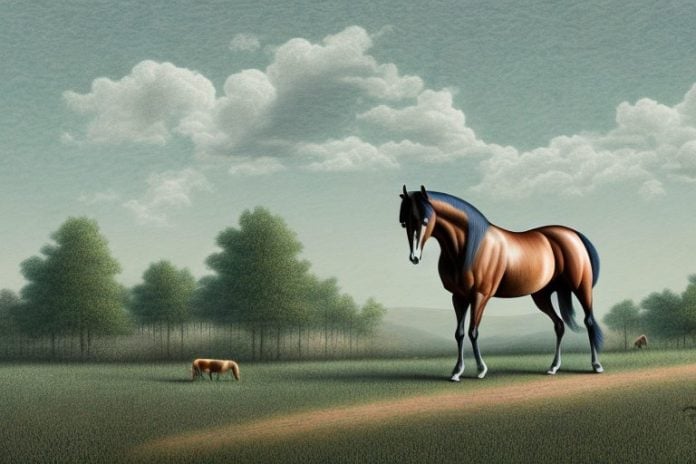 A tennessee walking horse in a rural landscape near bloemfontein
