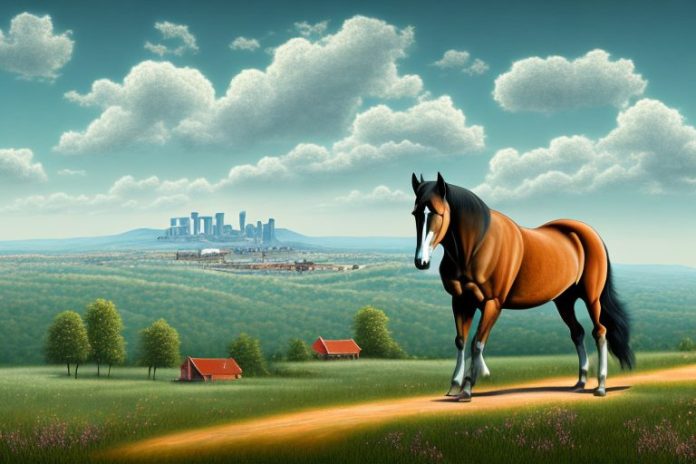 A tennessee walking horse in a scenic landscape