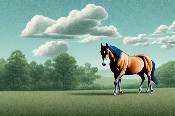 A tennessee walking horse in a rural landscape