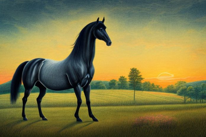 A tennessee walking horse in a rural landscape