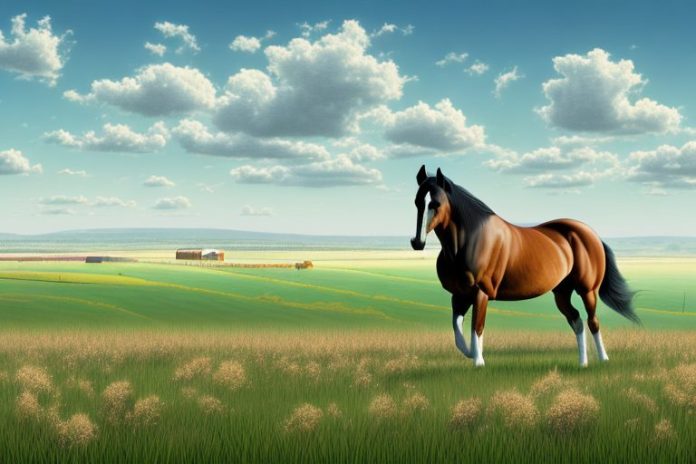 A tennessee walking horse in a field