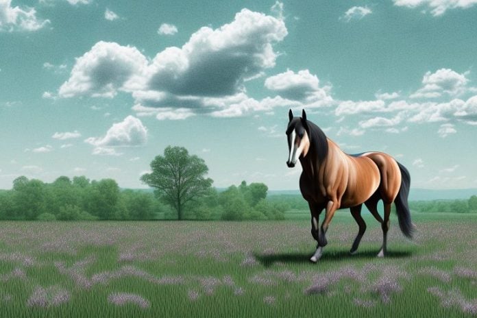 A tennessee walking horse in a landscape setting