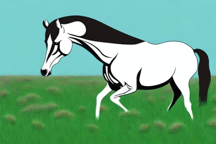 A tennessee walking horse in a grassy field in springbok