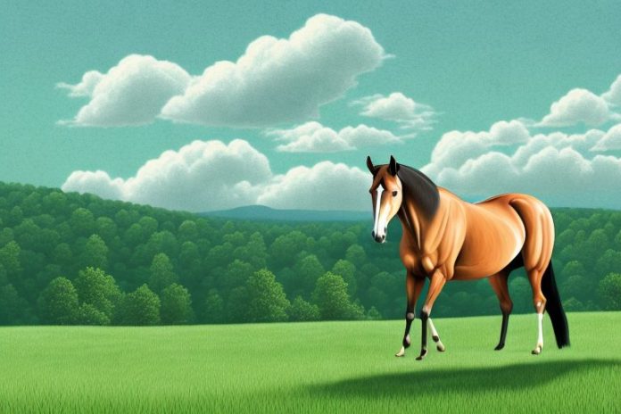 A tennessee walking horse in a rural landscape
