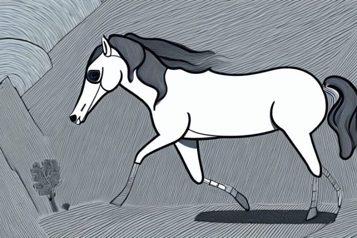 A horse wearing a saddle and bridle