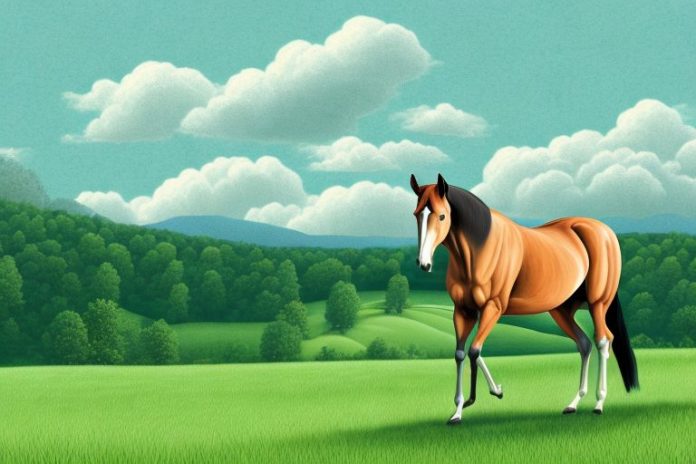 A tennessee walking horse in a rural landscape