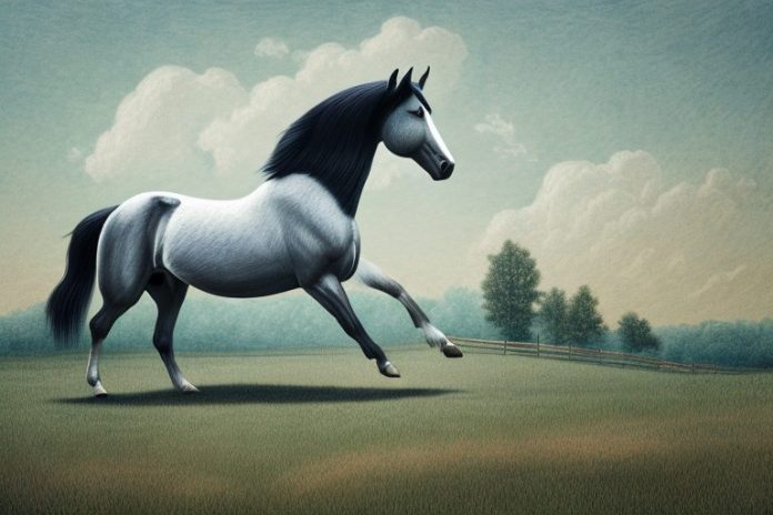 A tennessee walking horse in a rural landscape