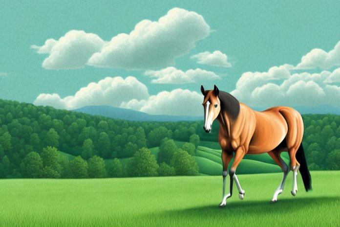A tennessee walking horse in a rural landscape