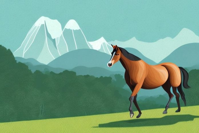A tennessee walking horse in a scenic landscape