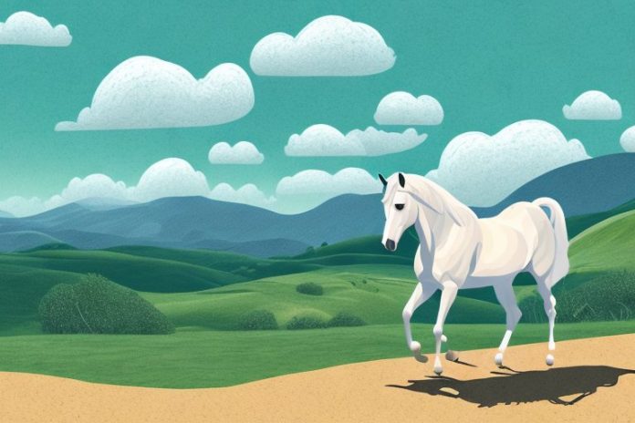 An andalusian horse in a scenic landscape