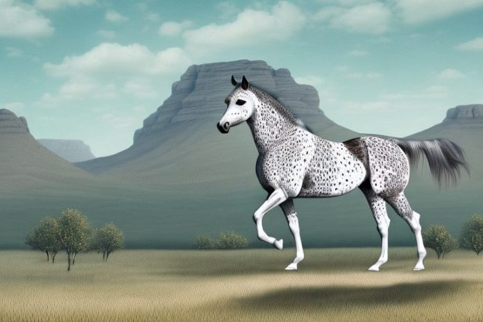 An appaloosa horse in a landscape setting near kuruman
