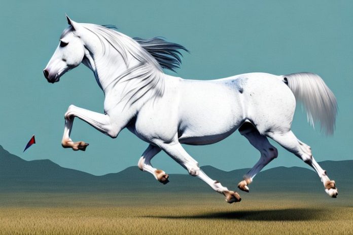 An andalusian horse galloping through a rural landscape in mthatha