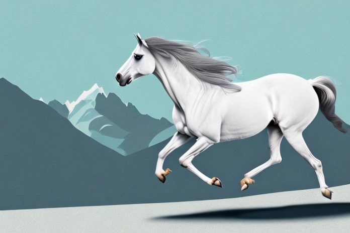 A majestic andalusian horse galloping through the rugged landscape of queenstown