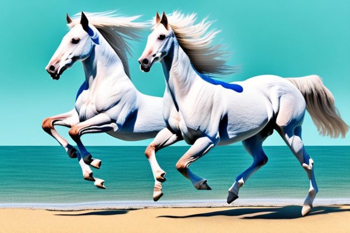 An andalusian horse galloping across a beach in jeffreys bay