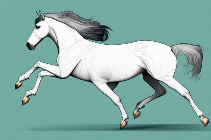 An andalusian horse galloping through a virginia landscape