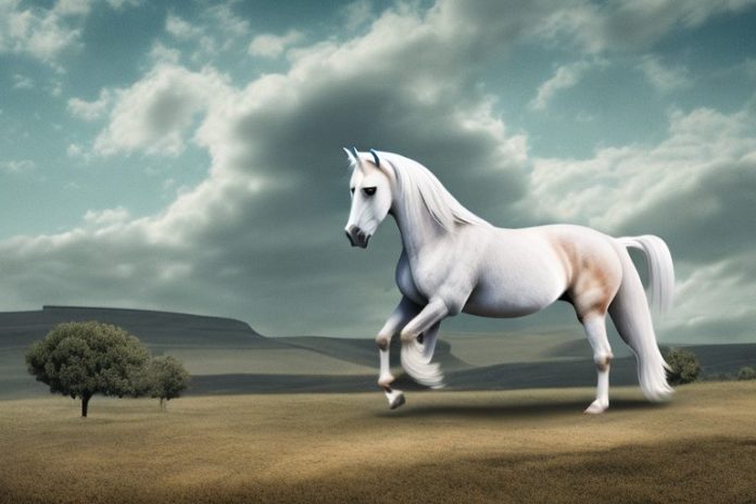 An andalusian horse in a rural landscape near harrismith