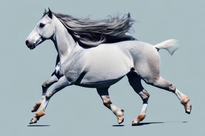 An andalusian horse galloping through a soweto landscape