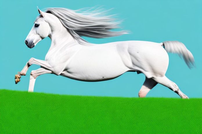 An andalusian horse galloping through a grassy landscape in the greater pretoria area