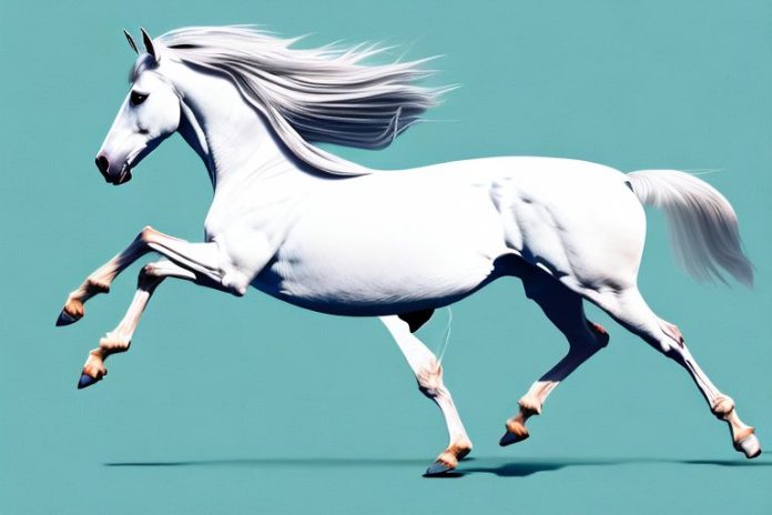 A majestic andalusian horse galloping through kempton park