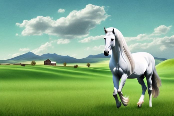 An andalusian horse in a field