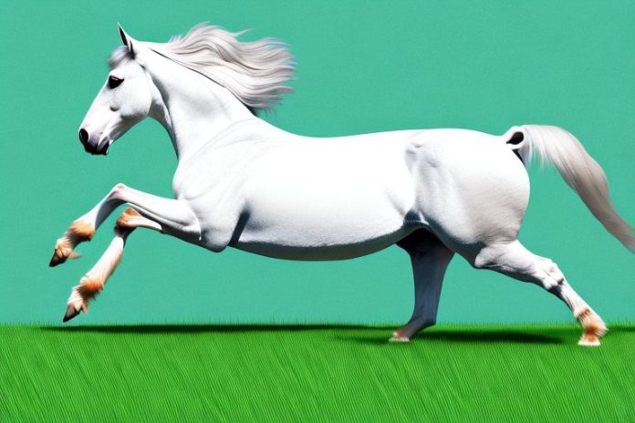 An andalusian horse galloping through a grassy landscape in limpopo