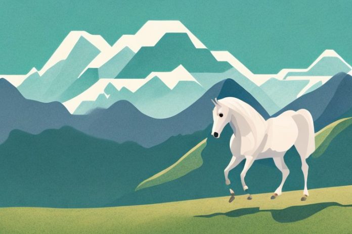 An andalusian horse in a scenic landscape