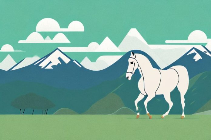 An andalusian horse in a scenic landscape