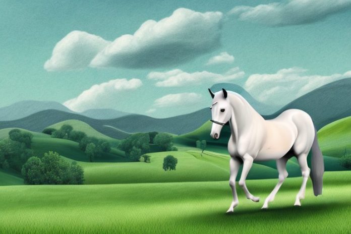 An andalusian horse in a rural landscape