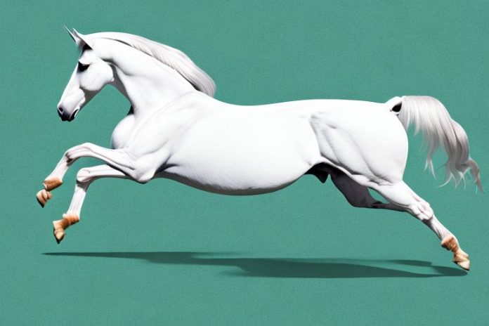 An andalusian horse galloping through a field in ermelo